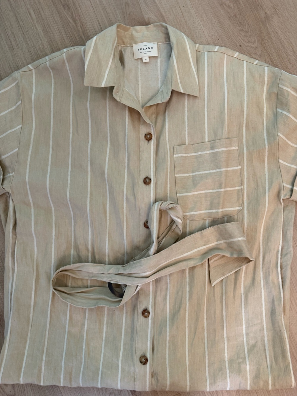 Sezane Alani Dress Belted Caftan 36 - Picture 3 of 6